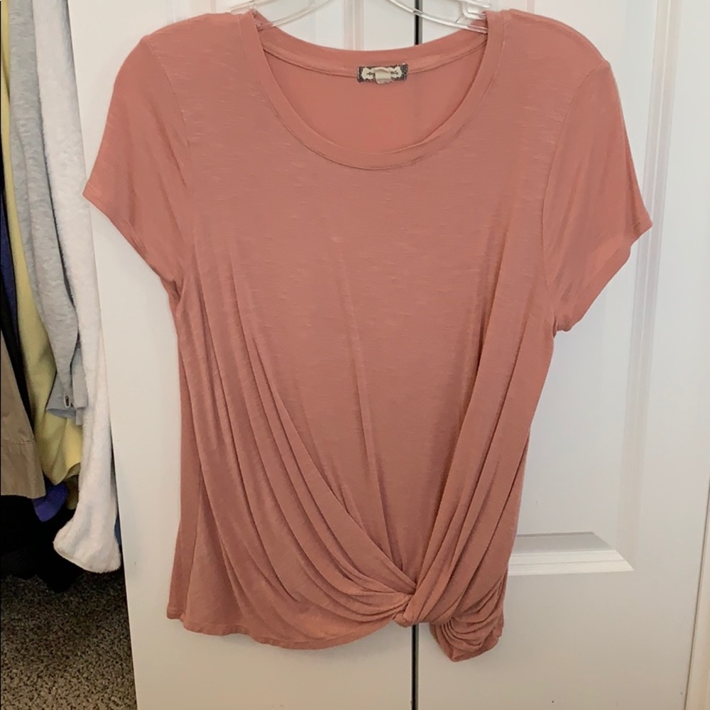 Women’s Pink side-tie short sleeve top